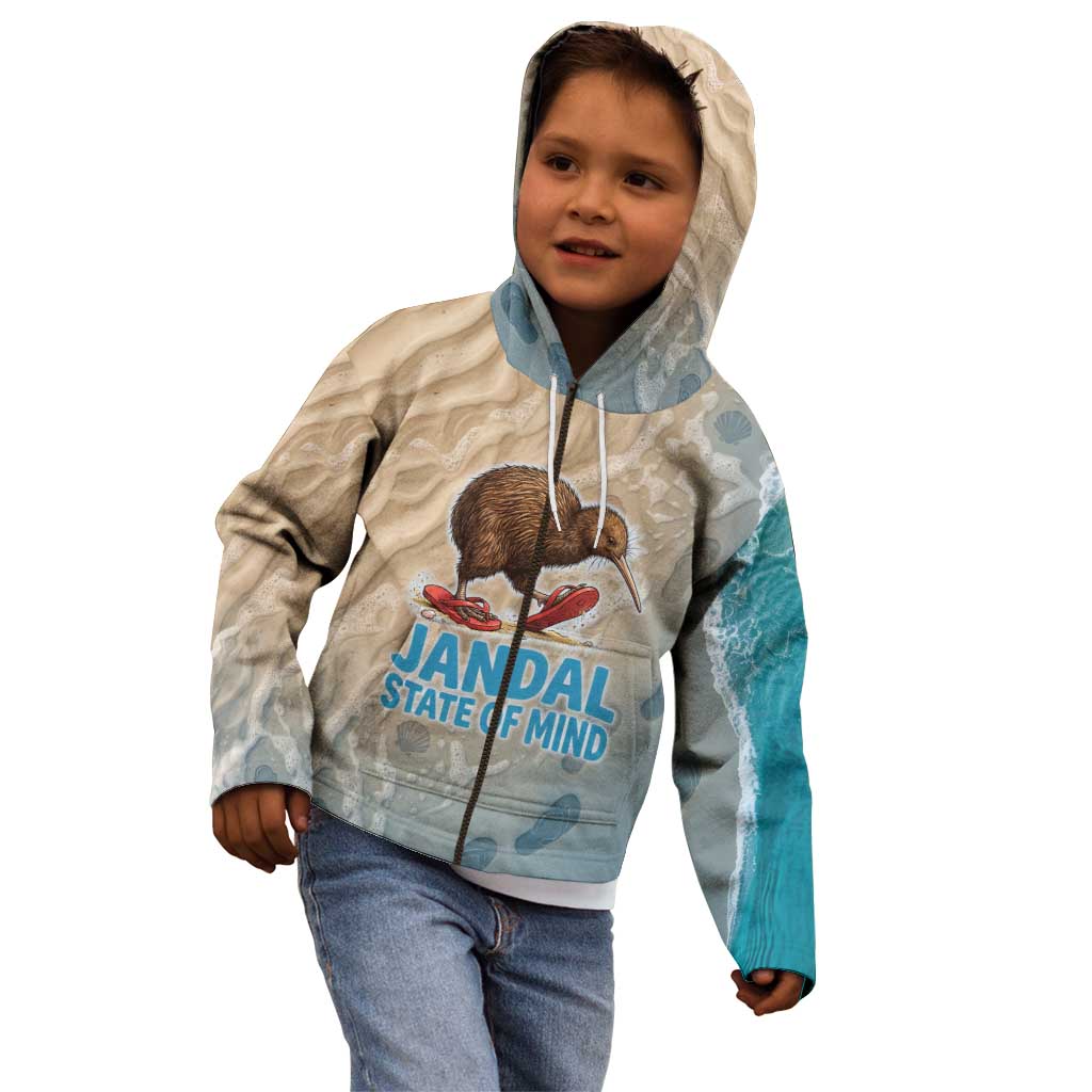 Kiwi Jandal Beach Life Kid Hoodie New Zealand Flip Flops Ocean Wave Surf Style