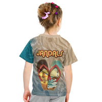 Kiwi Jandal Beach Life Kid T Shirt New Zealand Flip Flops Ocean Wave Surf Style TS04 - Polynesian Pride