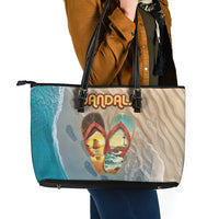 Kiwi Jandal Beach Life Leather Tote Bag New Zealand Flip Flops Ocean Wave Surf Style TS04 - Polynesian Pride