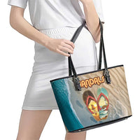 Kiwi Jandal Beach Life Leather Tote Bag New Zealand Flip Flops Ocean Wave Surf Style TS04 - Polynesian Pride