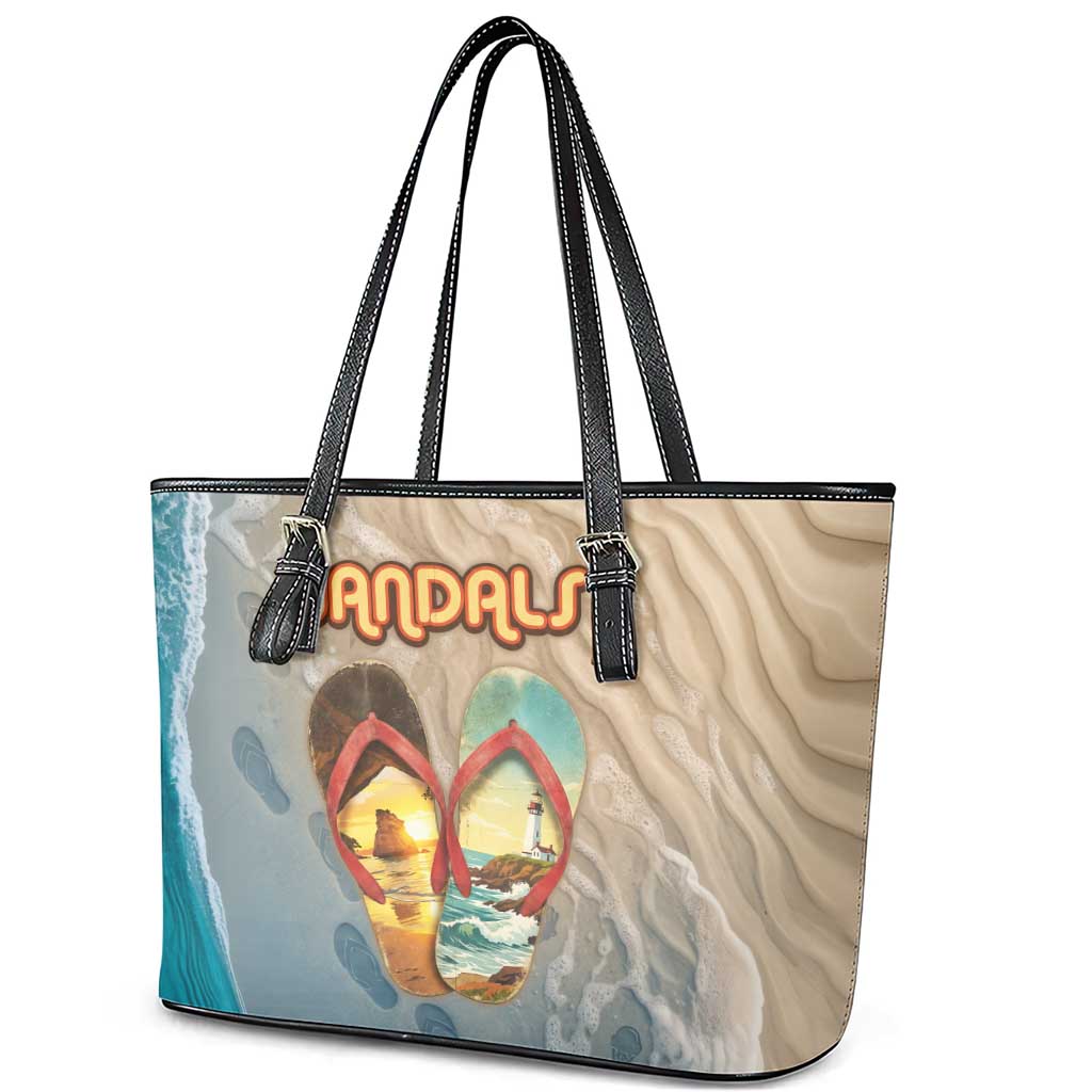 Kiwi Jandal Beach Life Leather Tote Bag New Zealand Flip Flops Ocean Wave Surf Style TS04 - Polynesian Pride