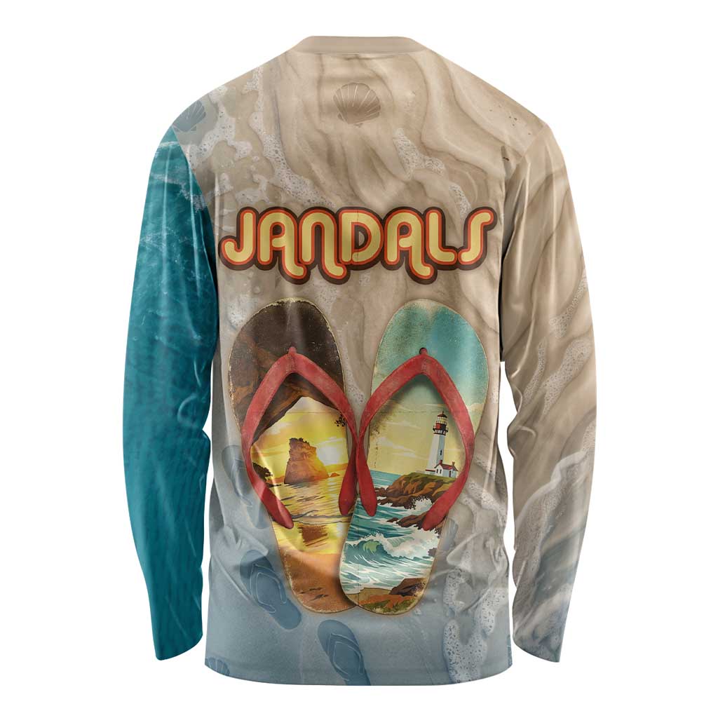 Kiwi Jandal Beach Life Long Sleeve Shirt New Zealand Flip Flops Ocean Wave Surf Style TS04 - Polynesian Pride