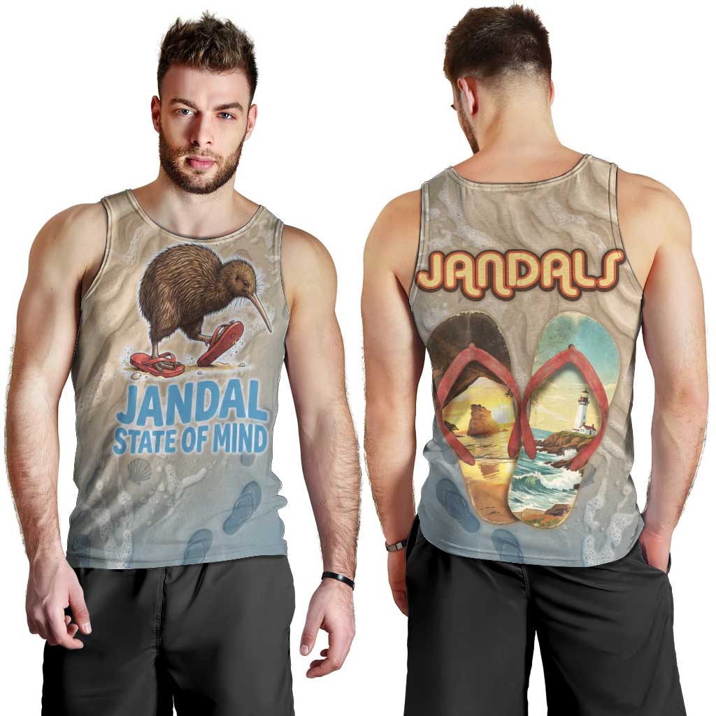 Kiwi Jandal Beach Life Men Tank Top New Zealand Flip Flops Ocean Wave Surf Style TS04 - Polynesian Pride