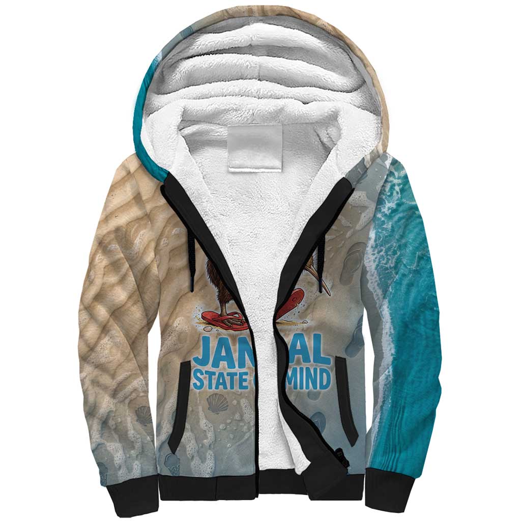 Kiwi Jandal Beach Life Sherpa Hoodie New Zealand Flip Flops Ocean Wave Surf Style