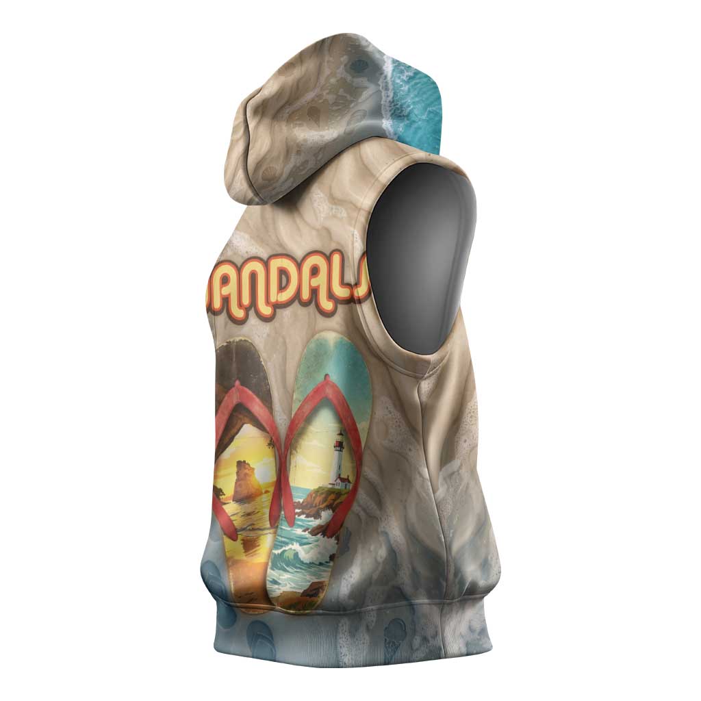Kiwi Jandal Beach Life Sleeveless Hoodie New Zealand Flip Flops Ocean Wave Surf Style