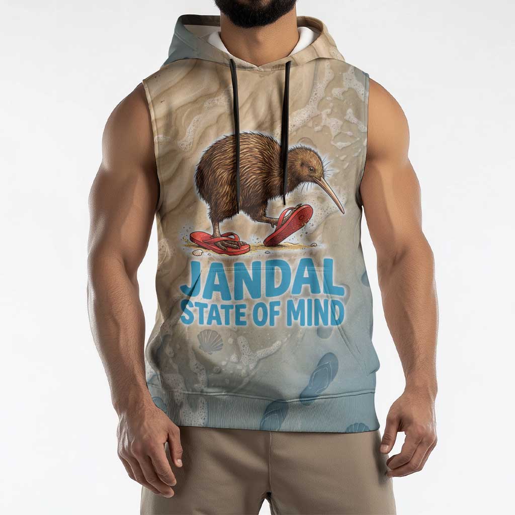 Kiwi Jandal Beach Life Sleeveless Hoodie New Zealand Flip Flops Ocean Wave Surf Style