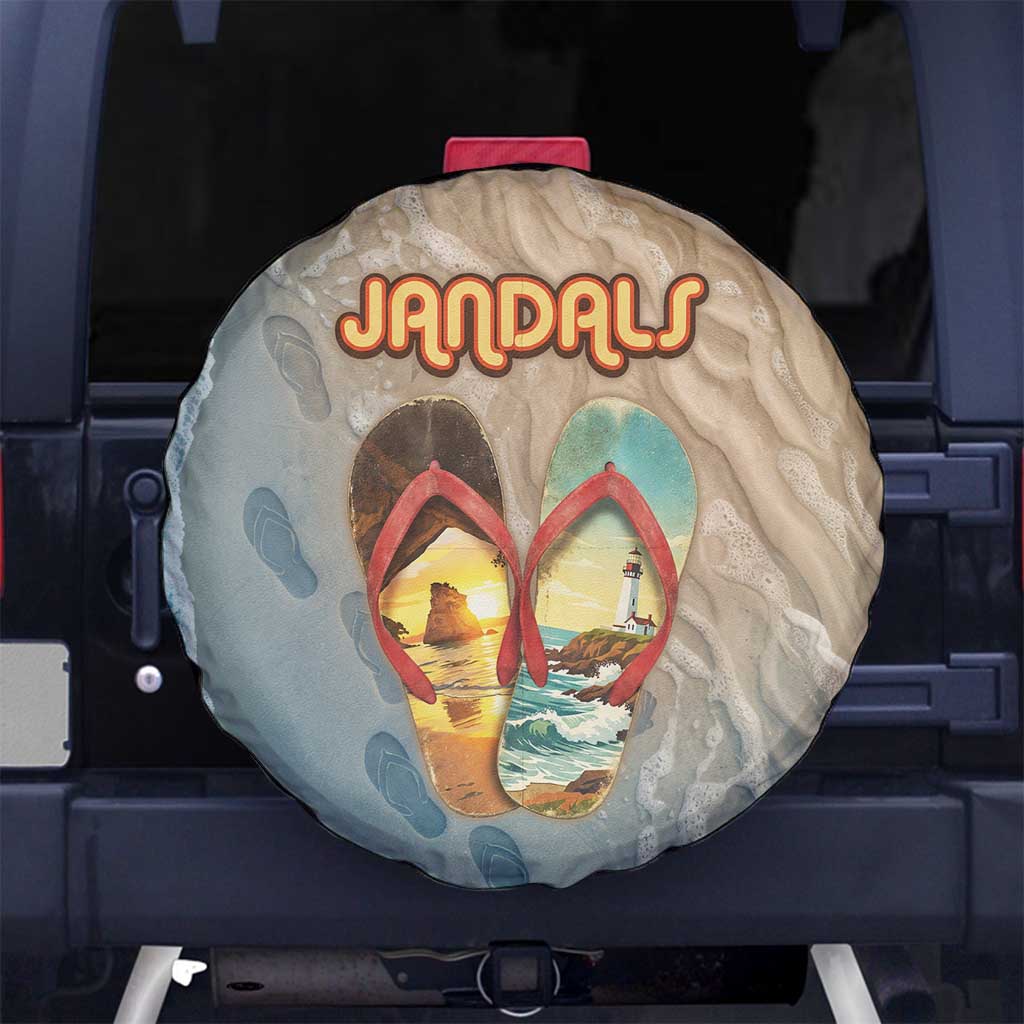 Kiwi Jandal Beach Life Spare Tire Cover New Zealand Flip Flops Ocean Wave Surf Style