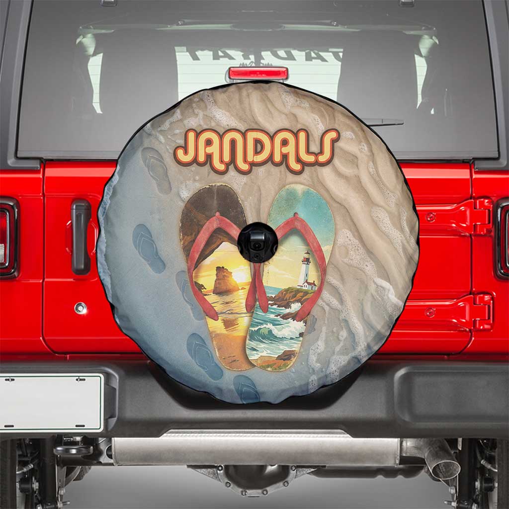 Kiwi Jandal Beach Life Spare Tire Cover New Zealand Flip Flops Ocean Wave Surf Style