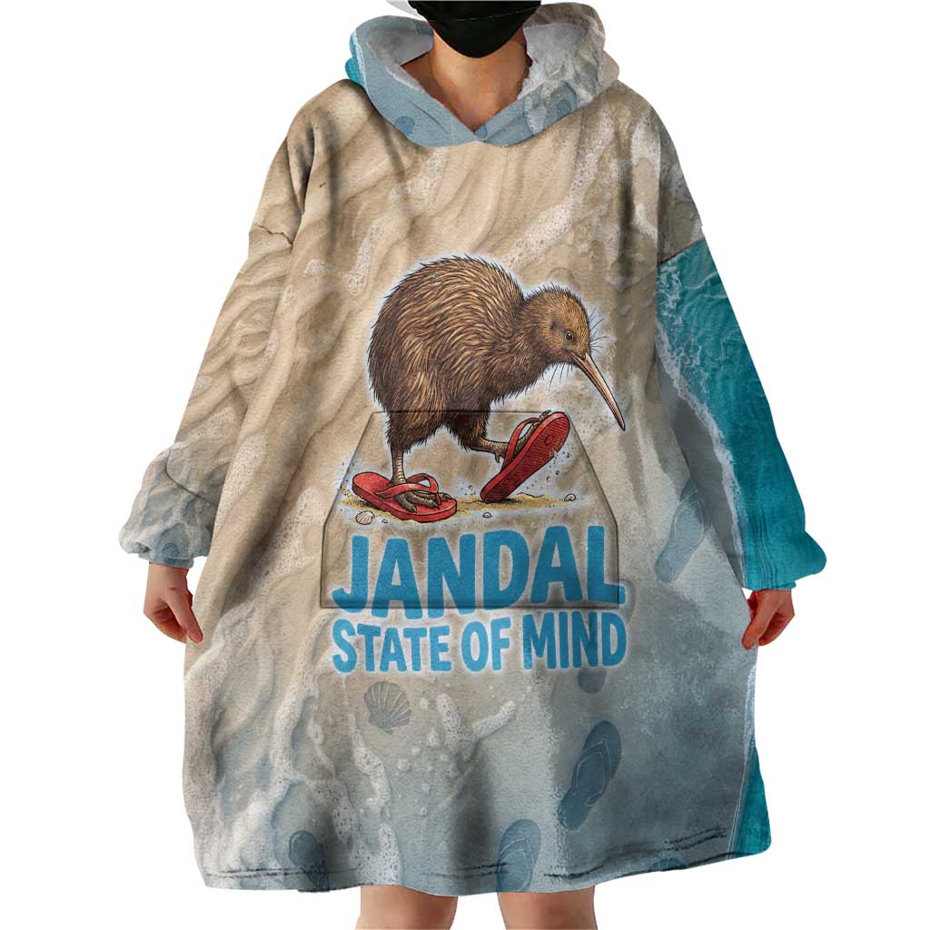 Kiwi Jandal Beach Life Wearable Blanket Hoodie New Zealand Flip Flops Ocean Wave Surf Style