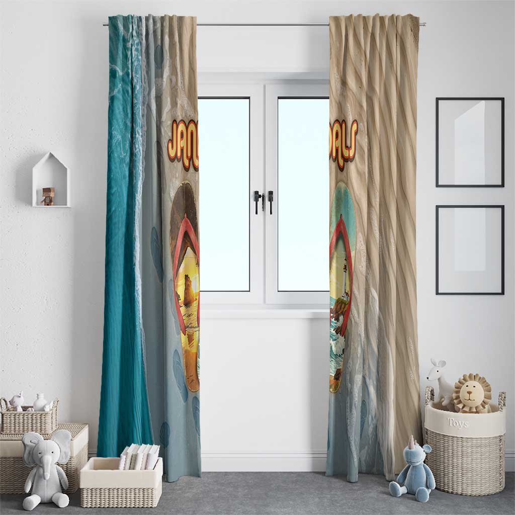 Kiwi Jandal Beach Life Window Curtain New Zealand Flip Flops Ocean Wave Surf Style