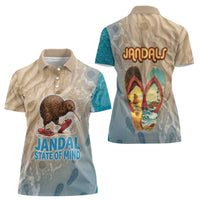 Kiwi Jandal Beach Life Women Polo Shirt New Zealand Flip Flops Ocean Wave Surf Style