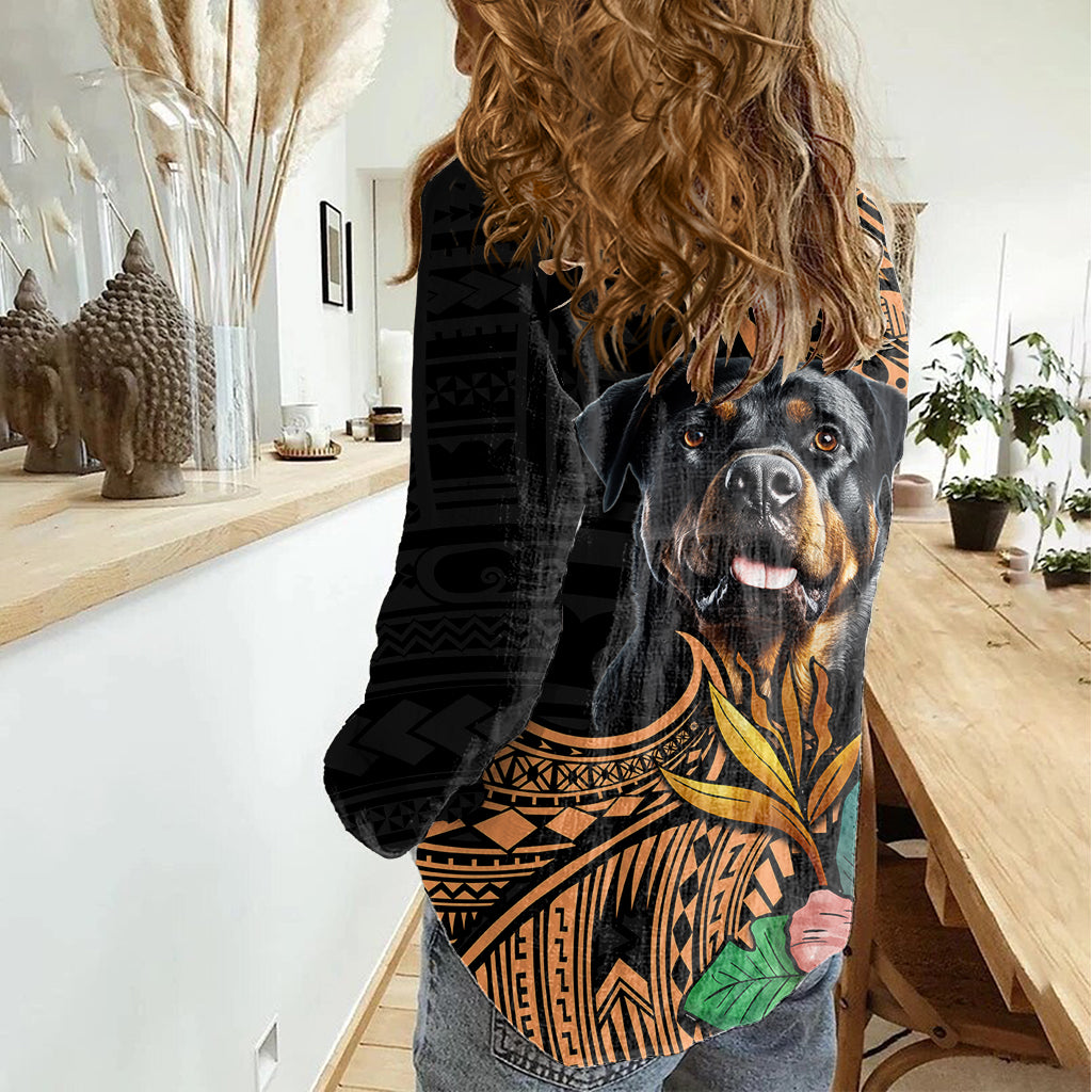 Polynesian Rottweiler Women Casual Shirt Polynesian Pattern And Rottweiler TS04 - Polynesian Pride