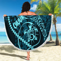 Chuuk Deep Into Truk Lagoon Beach Blanket Polynesian Tribal Pattern Wreck Diving Teal Ship Art