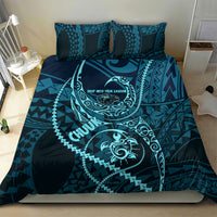Chuuk Deep Into Truk Lagoon Bedding Set Polynesian Tribal Pattern Wreck Diving Teal Ship Art