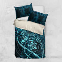 Chuuk Deep Into Truk Lagoon Bedding Set Polynesian Tribal Pattern Wreck Diving Teal Ship Art
