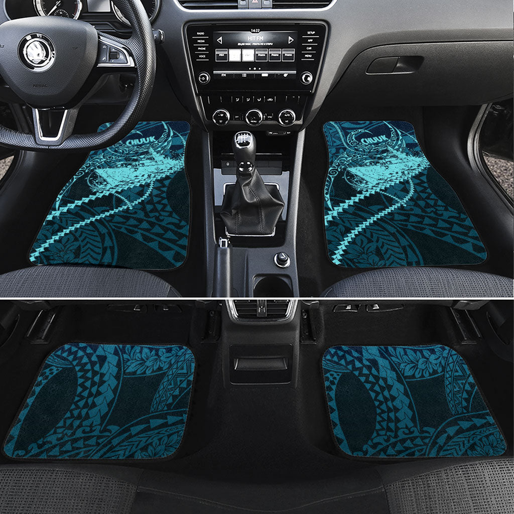 Chuuk Deep Into Truk Lagoon Car Mats Polynesian Tribal Pattern Wreck Diving Teal Ship Art