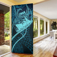 Chuuk Deep Into Truk Lagoon Door Cover Polynesian Tribal Pattern Wreck Diving Teal Ship Art