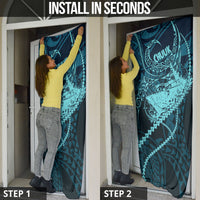 Chuuk Deep Into Truk Lagoon Door Cover Polynesian Tribal Pattern Wreck Diving Teal Ship Art