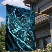 Chuuk Deep Into Truk Lagoon Garden Flag Polynesian Tribal Pattern Wreck Diving Teal Ship Art