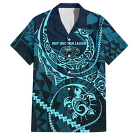 Chuuk Deep Into Truk Lagoon Hawaiian Shirt Polynesian Tribal Pattern Wreck Diving Teal Ship Art