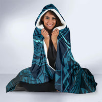 Chuuk Deep Into Truk Lagoon Hooded Blanket Polynesian Tribal Pattern Wreck Diving Teal Ship Art