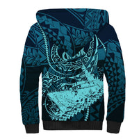 Chuuk Deep Into Truk Lagoon Sherpa Hoodie Polynesian Tribal Pattern Wreck Diving Teal Ship Art