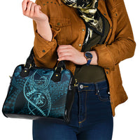 Chuuk Deep Into Truk Lagoon Shoulder Handbag Polynesian Tribal Pattern Wreck Diving Teal Ship Art