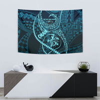 Chuuk Deep Into Truk Lagoon Tapestry Polynesian Tribal Pattern Wreck Diving Teal Ship Art