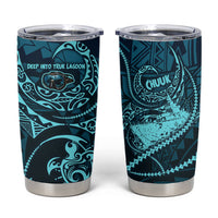 Chuuk Deep Into Truk Lagoon Tumbler Cup Polynesian Tribal Pattern Wreck Diving Teal Ship Art