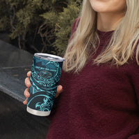 Chuuk Deep Into Truk Lagoon Tumbler Cup Polynesian Tribal Pattern Wreck Diving Teal Ship Art