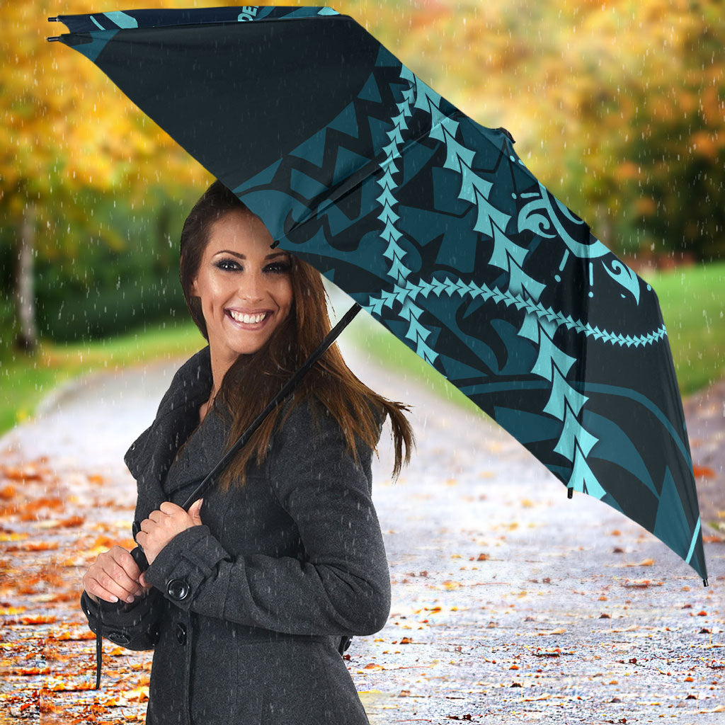 Chuuk Deep Into Truk Lagoon Umbrella Polynesian Tribal Pattern Wreck Diving Teal Ship Art