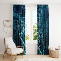 Chuuk Deep Into Truk Lagoon Window Curtain Polynesian Tribal Pattern Wreck Diving Teal Ship Art