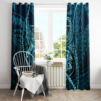 Chuuk Deep Into Truk Lagoon Window Curtain Polynesian Tribal Pattern Wreck Diving Teal Ship Art
