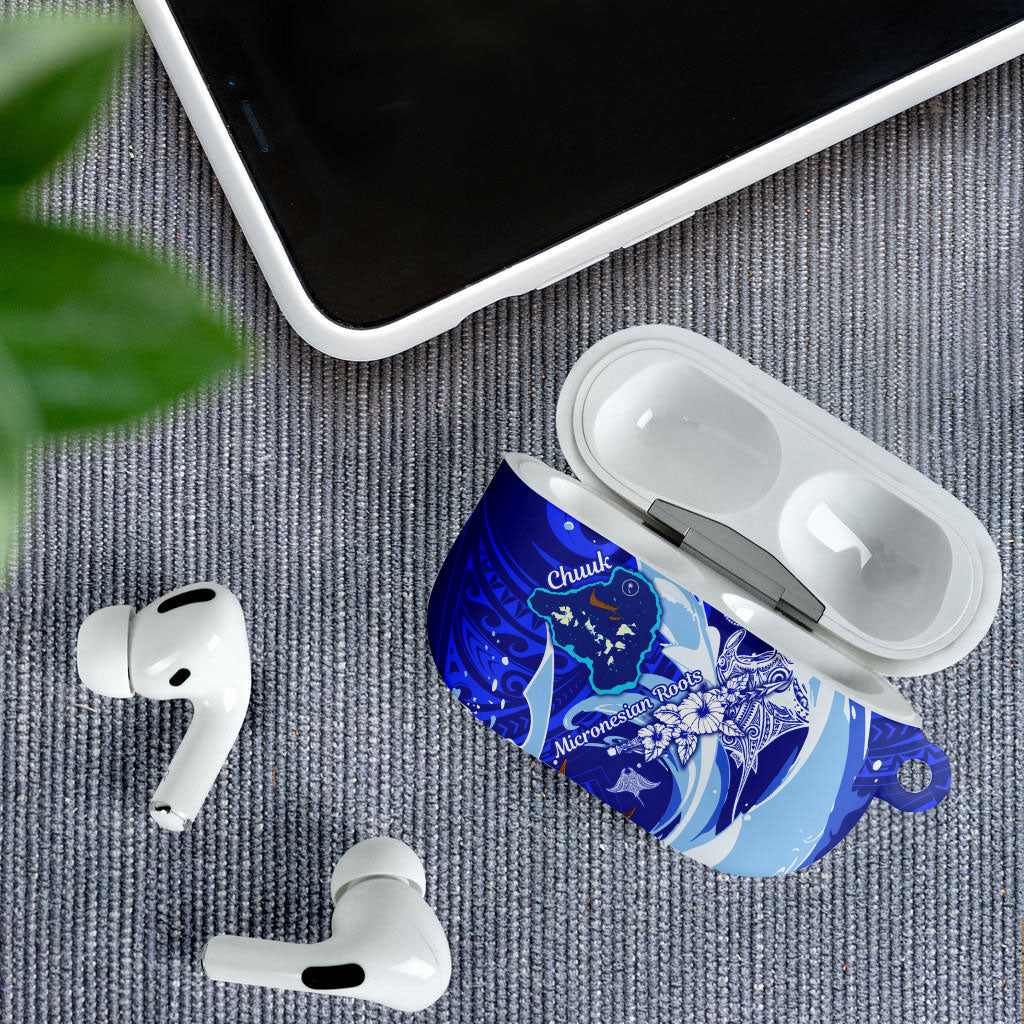 Chuuk Micronesian Roots AirPods Case Polynesian Tribal Pattern Hibiscus Flower And Stingray Art