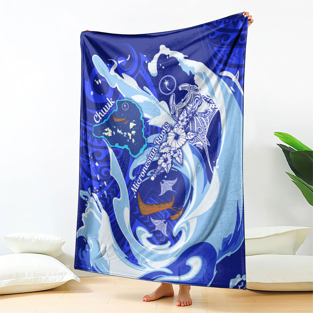 Chuuk Micronesian Roots Blanket Polynesian Tribal Pattern Hibiscus Flower And Stingray Art