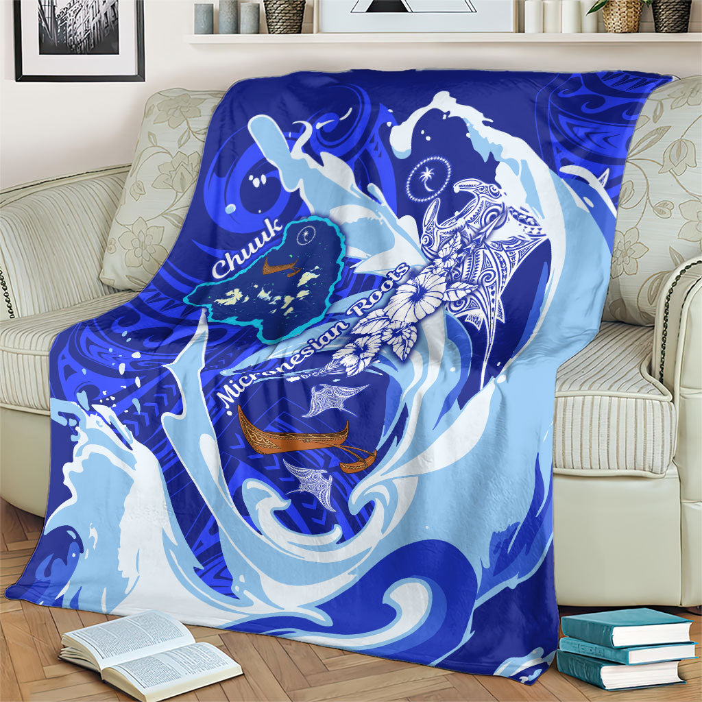 Chuuk Micronesian Roots Blanket Polynesian Tribal Pattern Hibiscus Flower And Stingray Art