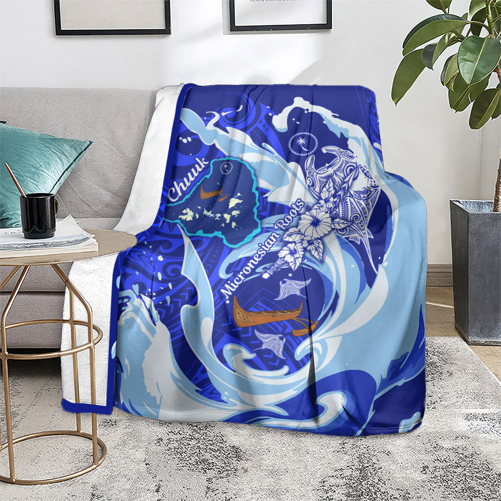 Chuuk Micronesian Roots Blanket Polynesian Tribal Pattern Hibiscus Flower And Stingray Art