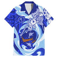 Chuuk Micronesian Roots Family Matching Off Shoulder Maxi Dress and Hawaiian Shirt Polynesian Tribal Pattern Hibiscus Flower And Stingray Art