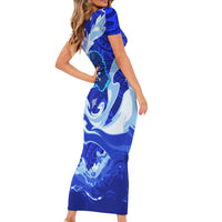 Chuuk Micronesian Roots Family Matching Short Sleeve Bodycon Dress and Hawaiian Shirt Polynesian Tribal Pattern Hibiscus Flower And Stingray Art
