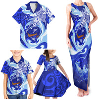 Chuuk Micronesian Roots Family Matching Tank Maxi Dress and Hawaiian Shirt Polynesian Tribal Pattern Hibiscus Flower And Stingray Art