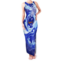 Chuuk Micronesian Roots Family Matching Tank Maxi Dress and Hawaiian Shirt Polynesian Tribal Pattern Hibiscus Flower And Stingray Art