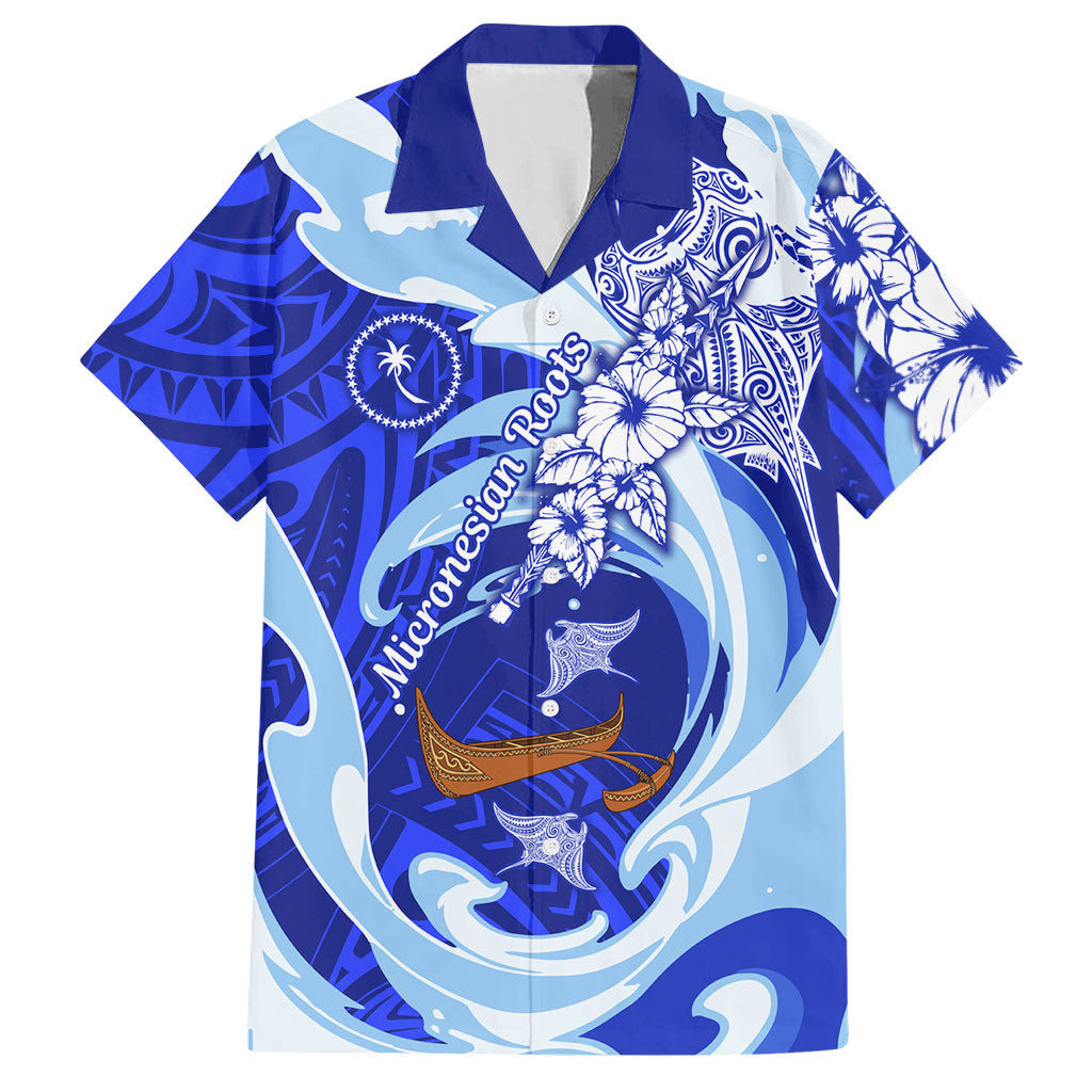 Chuuk Micronesian Roots Hawaiian Shirt Polynesian Tribal Pattern Hibiscus Flower And Stingray Art