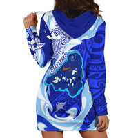 Chuuk Micronesian Roots Hoodie Dress Polynesian Tribal Pattern Hibiscus Flower And Stingray Art