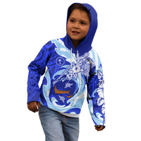 Chuuk Micronesian Roots Kid Hoodie Polynesian Tribal Pattern Hibiscus Flower And Stingray Art