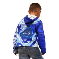 Chuuk Micronesian Roots Kid Hoodie Polynesian Tribal Pattern Hibiscus Flower And Stingray Art