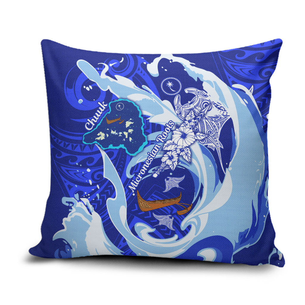 Chuuk Micronesian Roots Pillow Cover Polynesian Tribal Pattern Hibiscus Flower And Stingray Art
