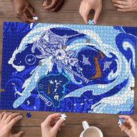 Chuuk Micronesian Roots Puzzle Polynesian Tribal Pattern Hibiscus Flower And Stingray Art