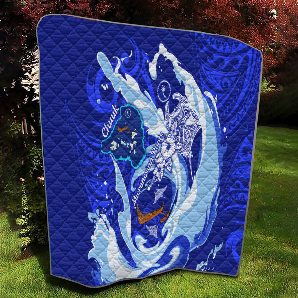 Chuuk Micronesian Roots Quilt Polynesian Tribal Pattern Hibiscus Flower And Stingray Art