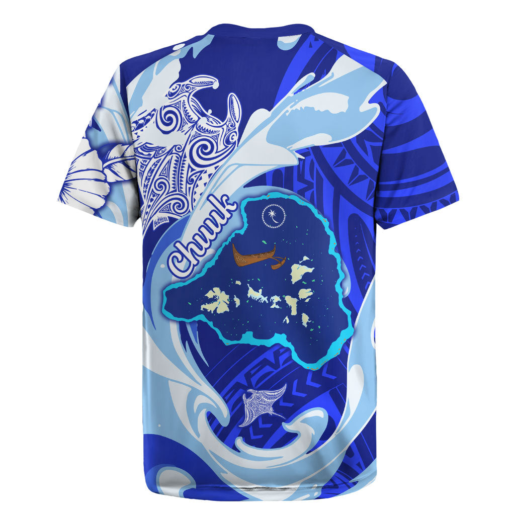 Chuuk Micronesian Roots Rugby Jersey Polynesian Tribal Pattern Hibiscus Flower And Stingray Art