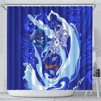 Chuuk Micronesian Roots Shower Curtain Polynesian Tribal Pattern Hibiscus Flower And Stingray Art